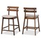 Baxton Studio Larine Grey Upholstered Walnut Finished 2-Piece Counter Stool Set 159-9697 - alternate 1